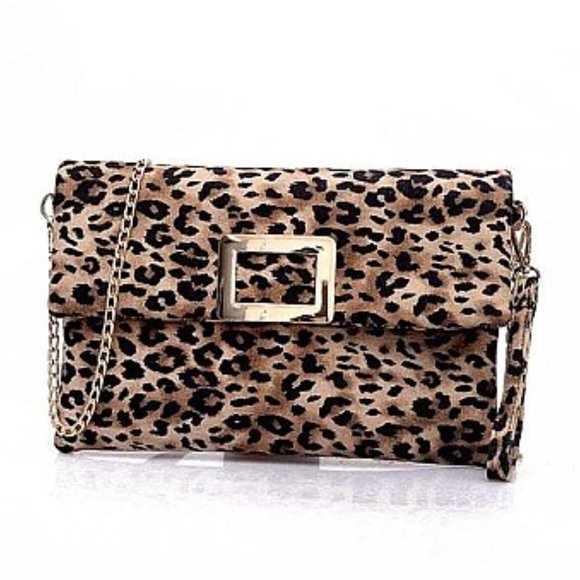 Leopard Print Velvet Touch Messenger-Cross Body - Picture 1 of 2